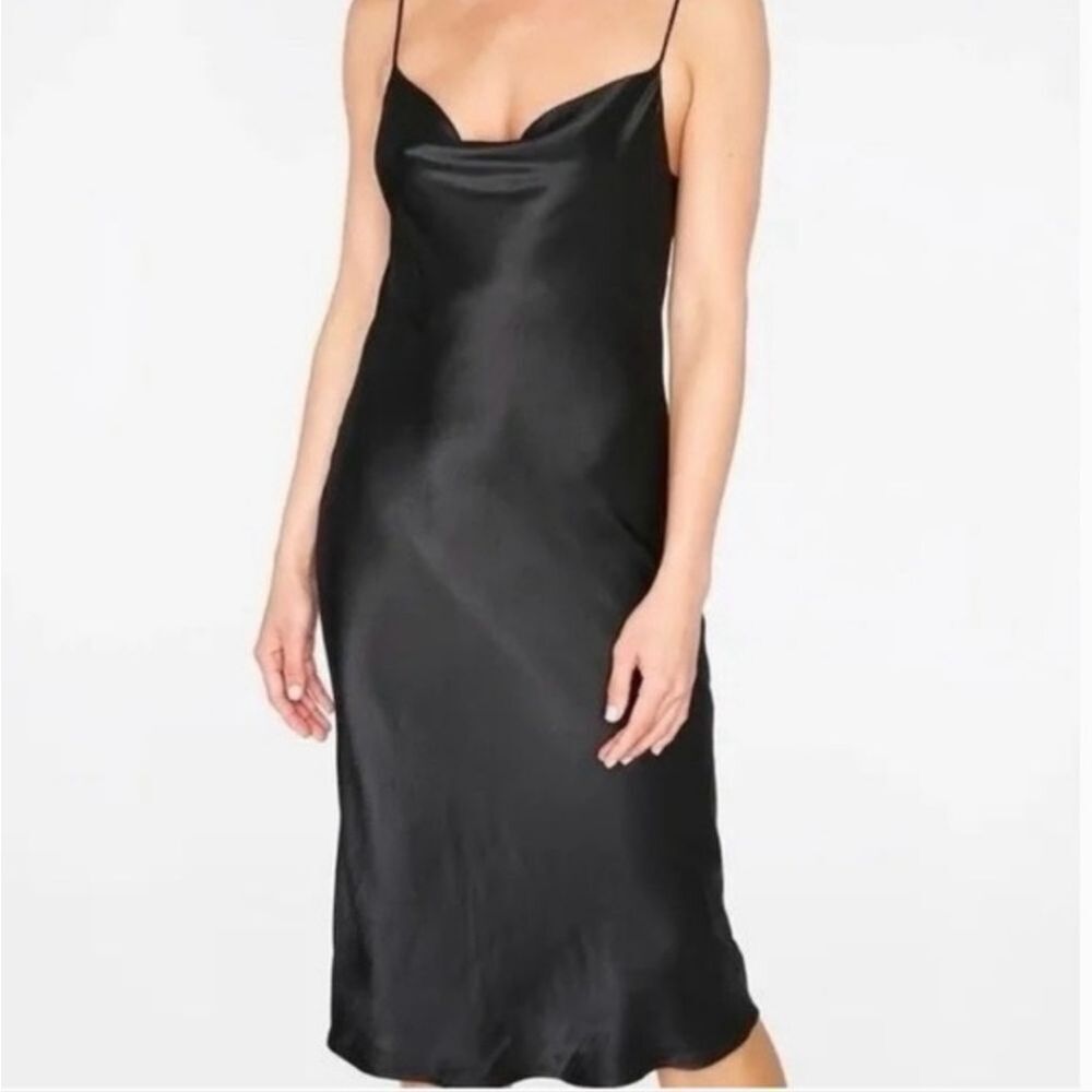 Sincerely Jules Black Cowl Neck Sleeveless Midi Slip Dress Size Large